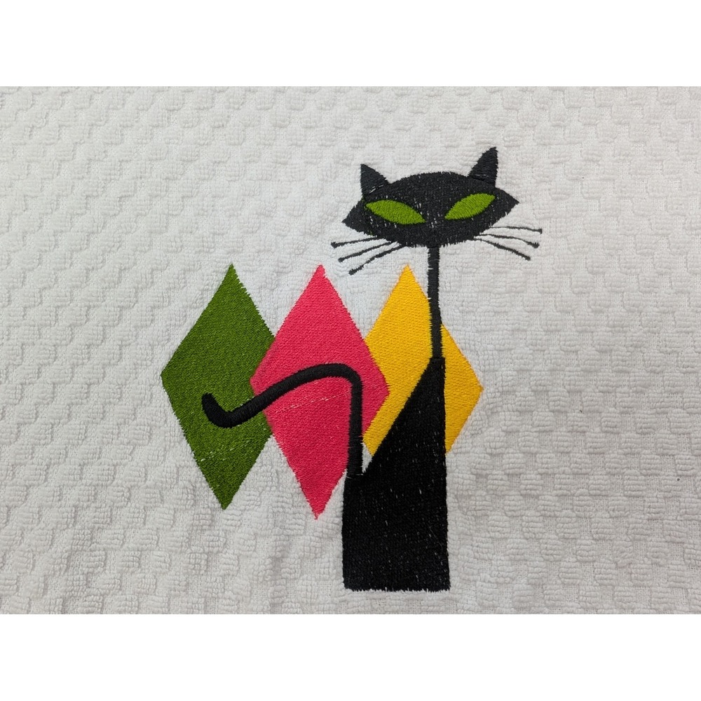 Retro Mid Century Modern Atomic Cat Kitchen Towel Set of 1 Great Gift Idea!